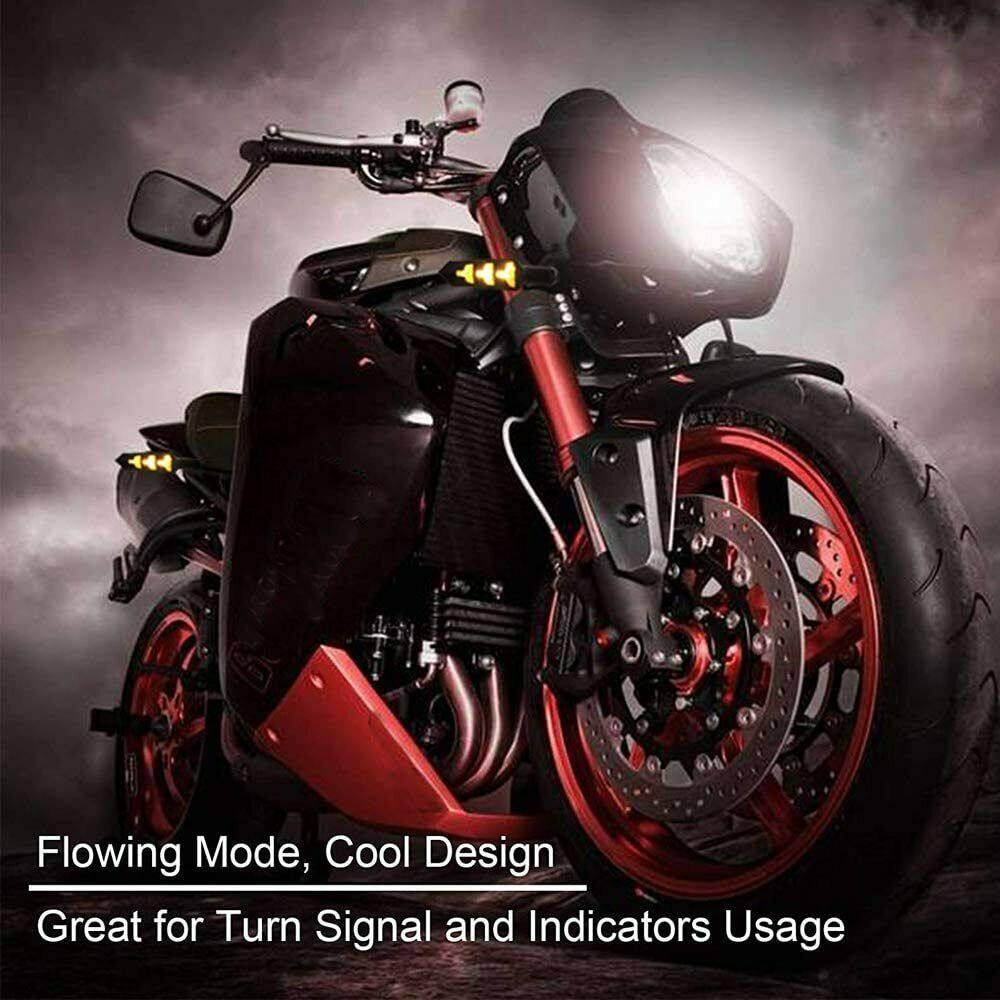4X Motorcycle LED Turn Signal Indicators Flowing Water Light Amber Blinker Lamp - TDRMOTO