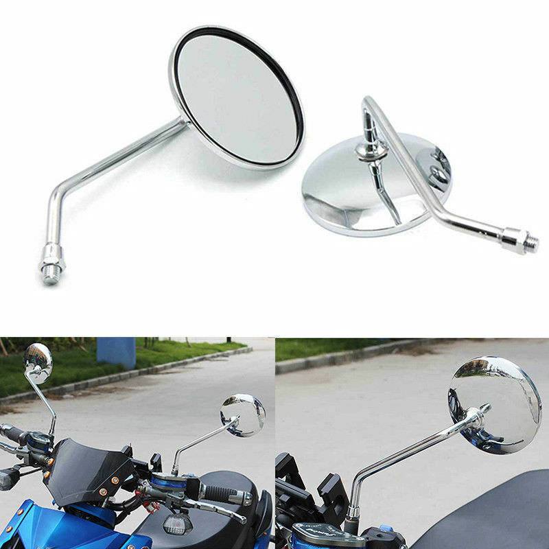 8mm Chrome Round Motorcycle Side Rear View Mirrors - TDRMOTO