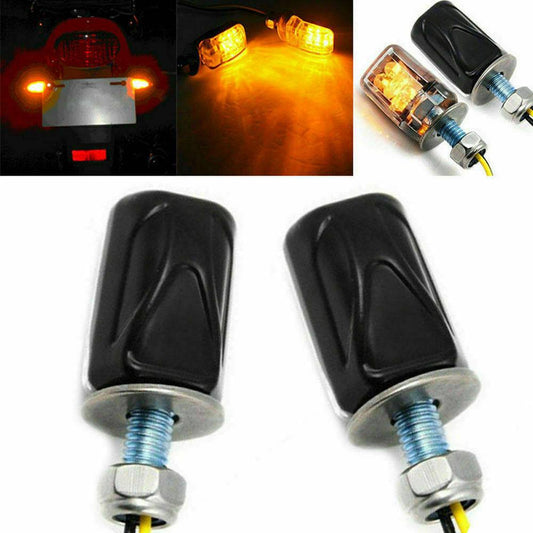 2 x 6mm Universal Motorcycle LED Black Micro Mini Tiny Small Indicators Turn Signals - TDRMOTO