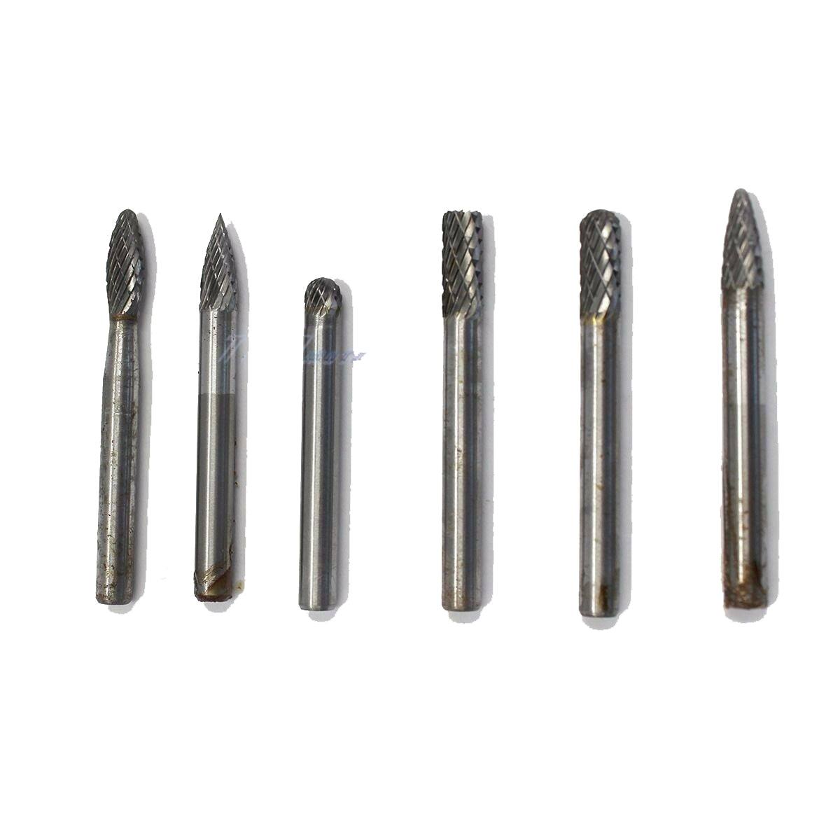 6pcs Tungsten Carbide Die Grinder 6mm HX0618 GX0616 CX0616 FX0616 AXF0616 DX0606 - TDRMOTO