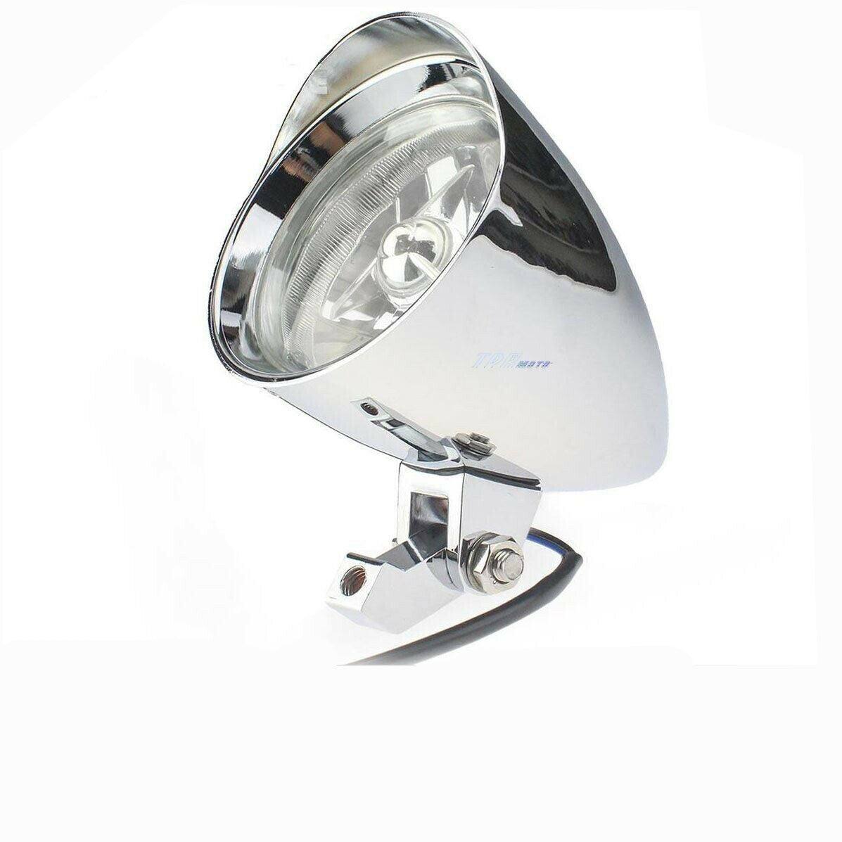 Motorcycle Bullet Chrome Headlight Light For Harley Davidson Choppers Silver 4.5 - TDRMOTO