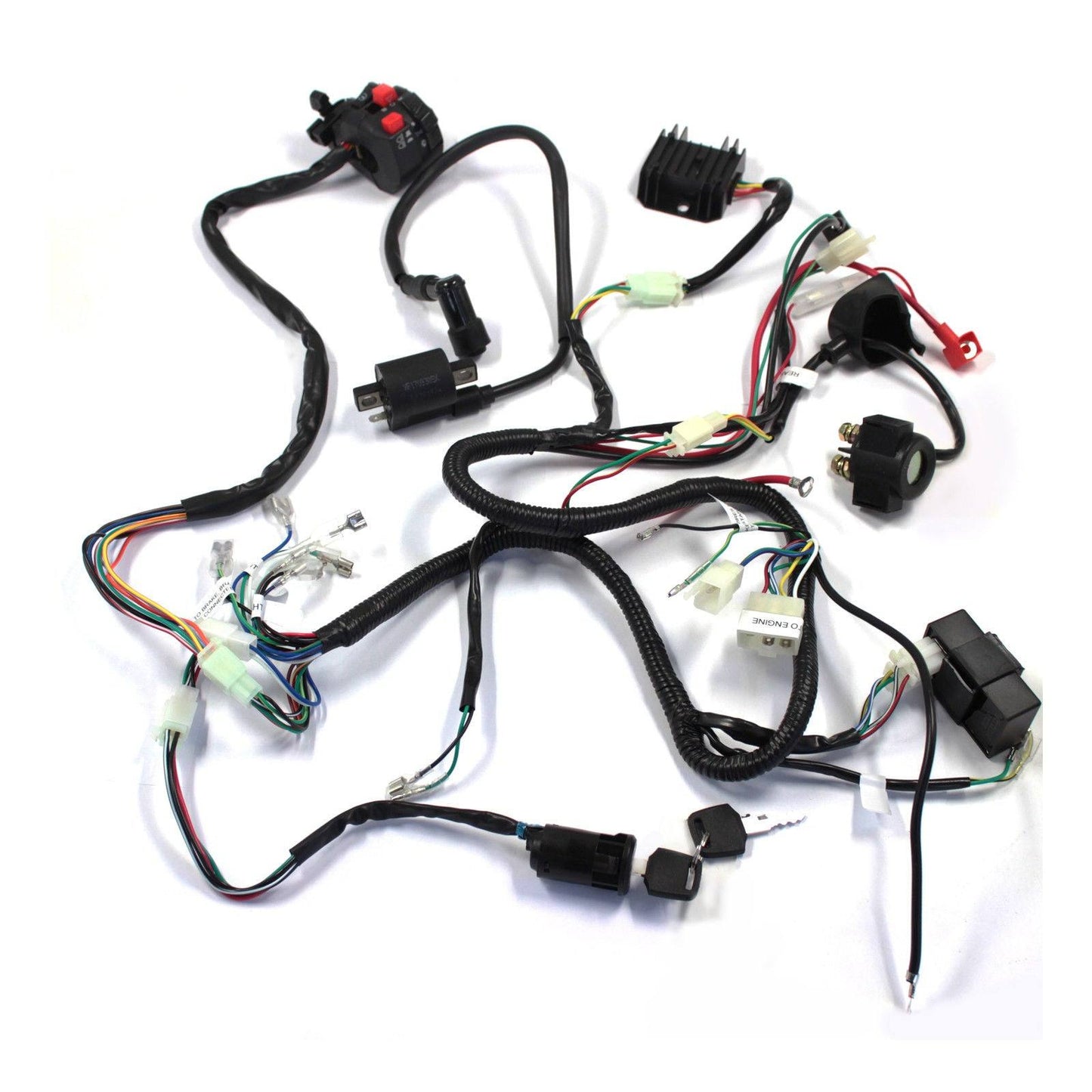 Full Wiring Harness Loom Solenoid Coil Regulator CDI 150-200-250cc ATV Quad Bike - TDRMOTO
