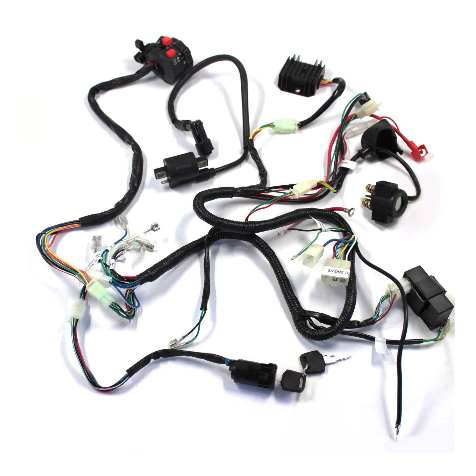 Full Wiring Harness Loom Solenoid Coil Regulator CDI 150-200-250cc ATV Quad Bike - TDRMOTO