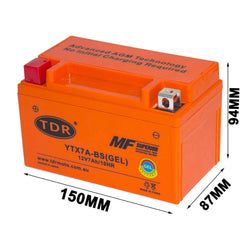 YTX7A-BS GTX7A-BS 12V 7Ah Motorcycle Motorbike Gel Battery For Kymco SYM 50 150 Aprilia Kasea - TDRMOTO
