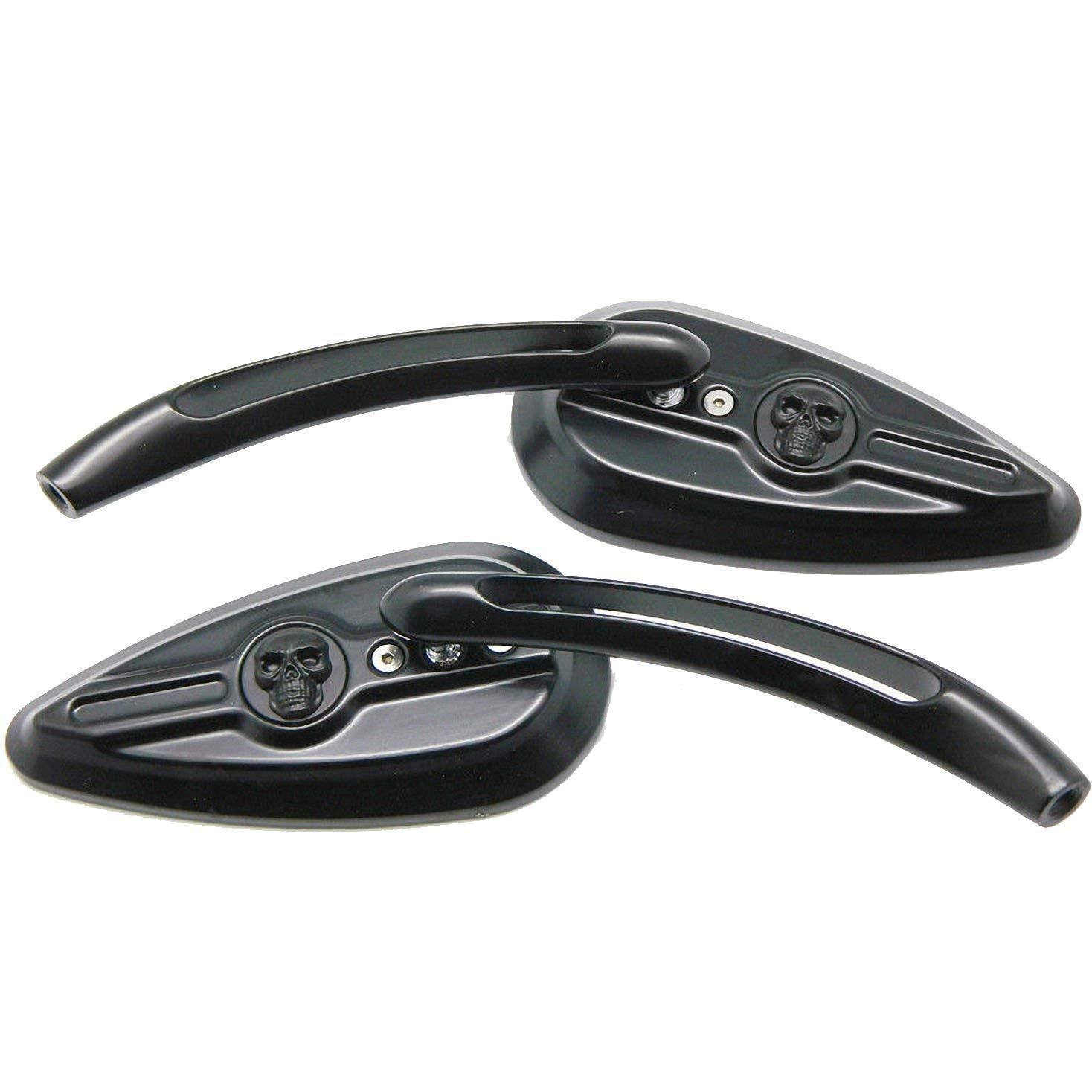 Black Skull Rearview Mirrors 4 Yamaha V-Star XVS 650 1100 Custom Silverado - TDRMOTO