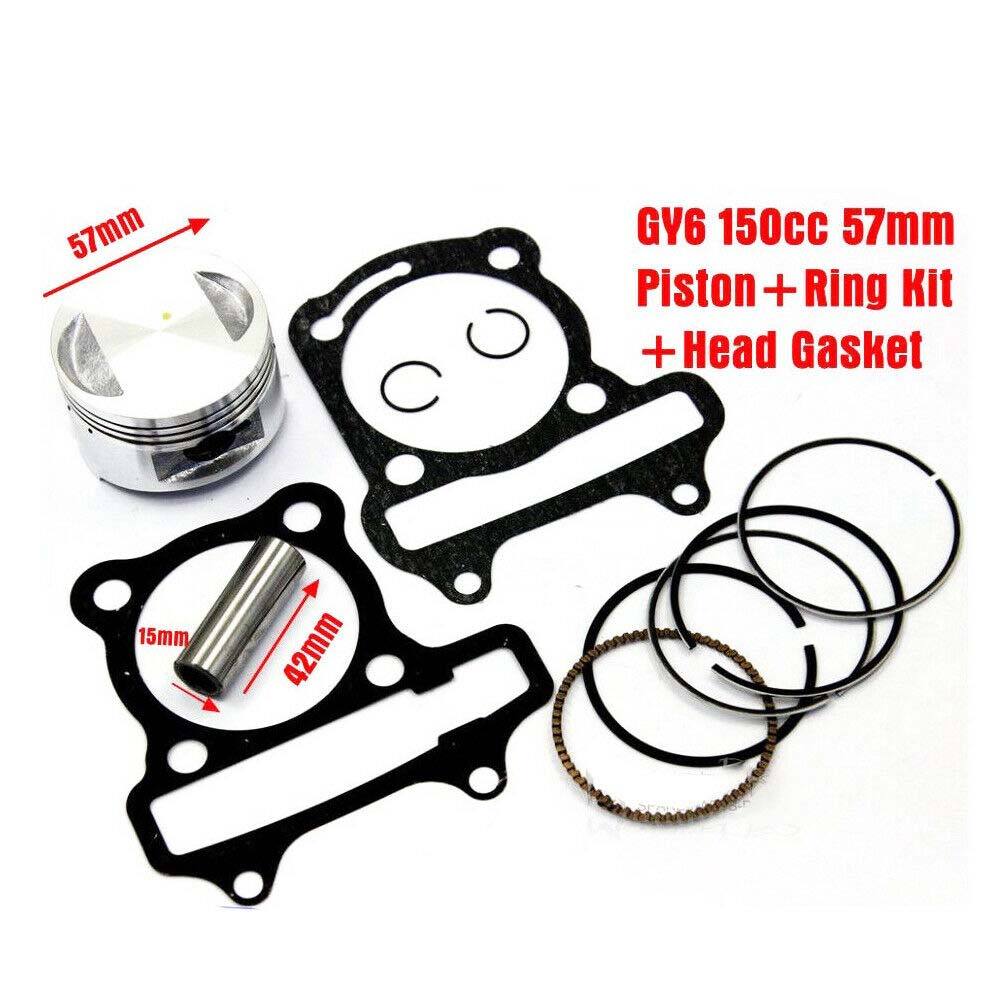GY6 150cc Engine 57mm Piston Rings + Head Gasket Kit Scooter Moped ATV Quad Go - TDRMOTO