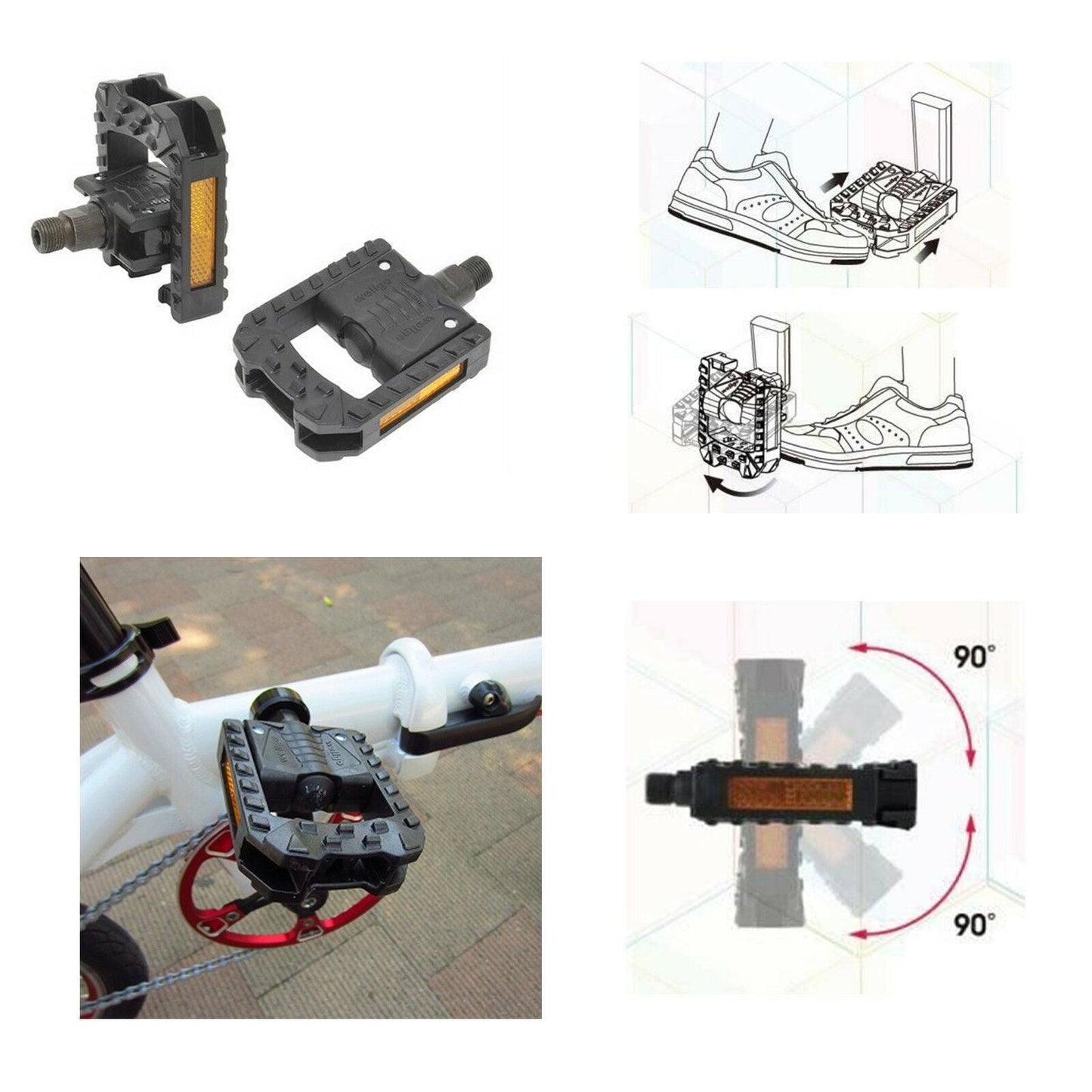 1 Pair Bicycle Pedals Folding Foldable Road Mountain Bike Cycling Bearing Pedal - TDRMOTO