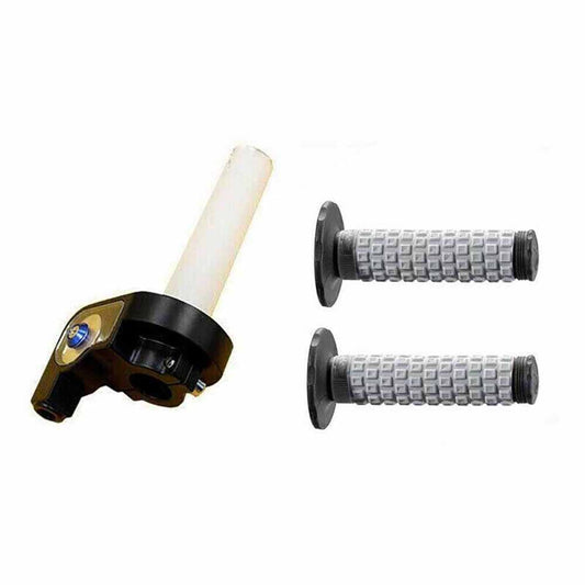 Twist Throttle + Grey Rubber Hand Grips For Dirt Bike Motocross Off Road Motorcycle - TDRMOTO