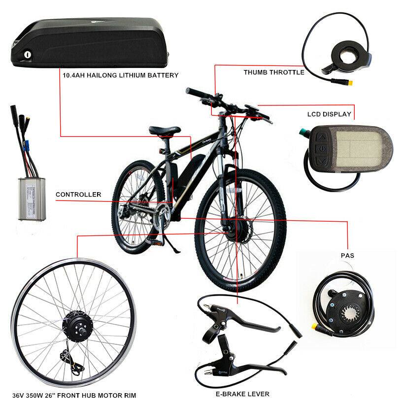 250W 26" Front Hub 36V 10Ah Battery Electric Bike Conversion Kit - TDRMOTO