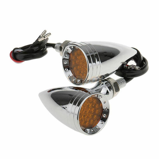 Chrome Metal 20Led Bullet Turn Signal Indicator Harley Sportster Softail Bobber - TDRMOTO