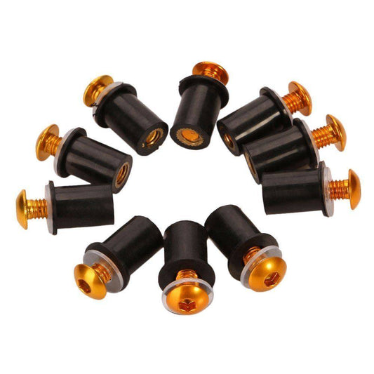 10x Gold Windscreen Bolts Wellnuts Set for Suzuki GSXR 600/750 2004-2005 - TDRMOTO