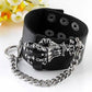 Gothic Cool Men's Punk Biker Skull Ghost Hand Cuff Leather Bracelet Wristband - TDRMOTO