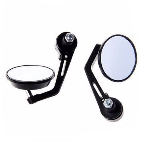 Round Universal Black Motorcycle 7/8" Bar End Rear Side View Mirrors Cafe Racer - TDRMOTO
