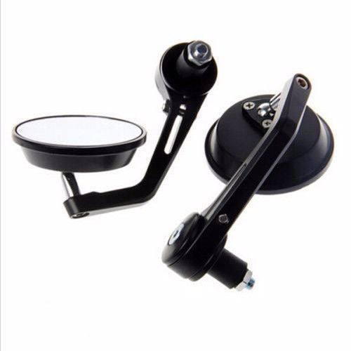 Round Universal Black Motorcycle 7/8" Bar End Rear Side View Mirrors Cafe Racer - TDRMOTO
