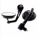 Round Universal Black Motorcycle 7/8" Bar End Rear Side View Mirrors Cafe Racer - TDRMOTO