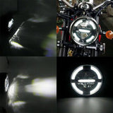 Motorcycle 6.5" 7" Headlight Round LED Driving Lamp Head Lamp with Brackets Set - TDRMOTO
