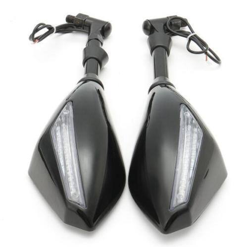 Black motorcycle rearview side mirrors w/ LED indicator for Hyosung GV650 - TDRMOTO